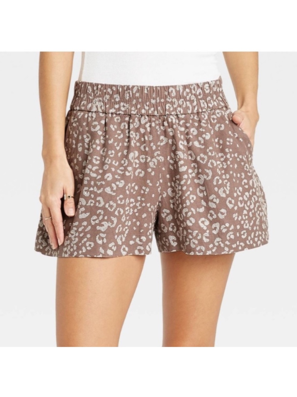 a new day Taupe Leopard Print Pull-On Bermuda Shorts